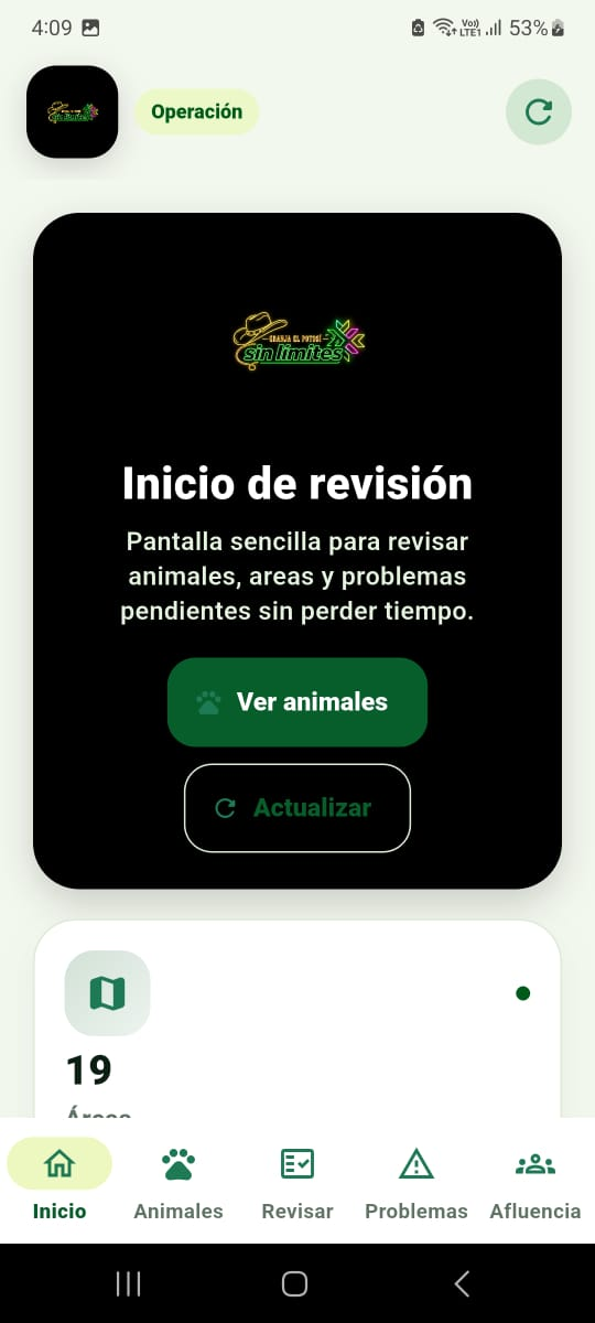 Pantalla de revisión rápida de la app